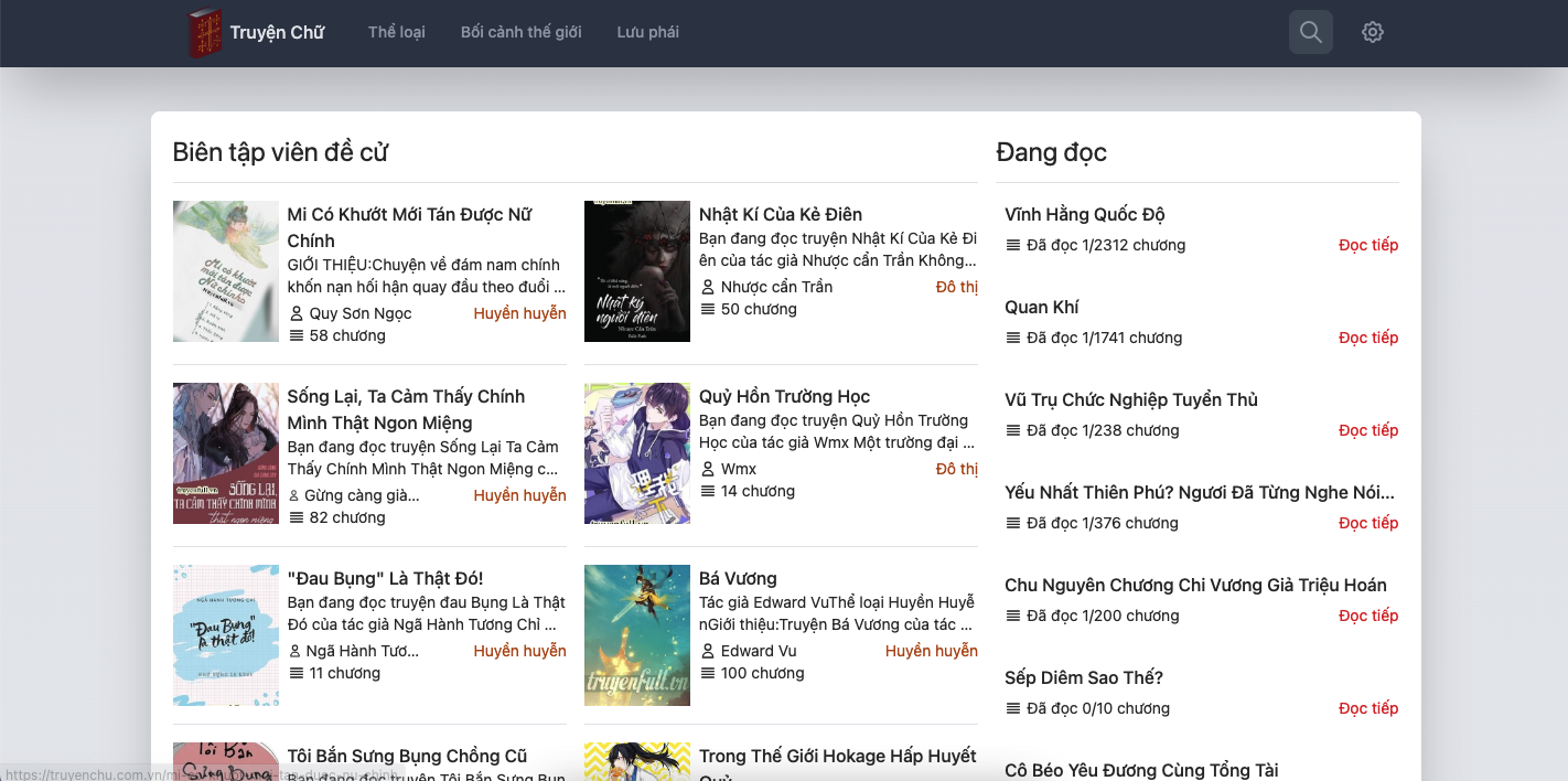 Truyện chữ đa dạng thể loại tại website Truyenchu.com.vn